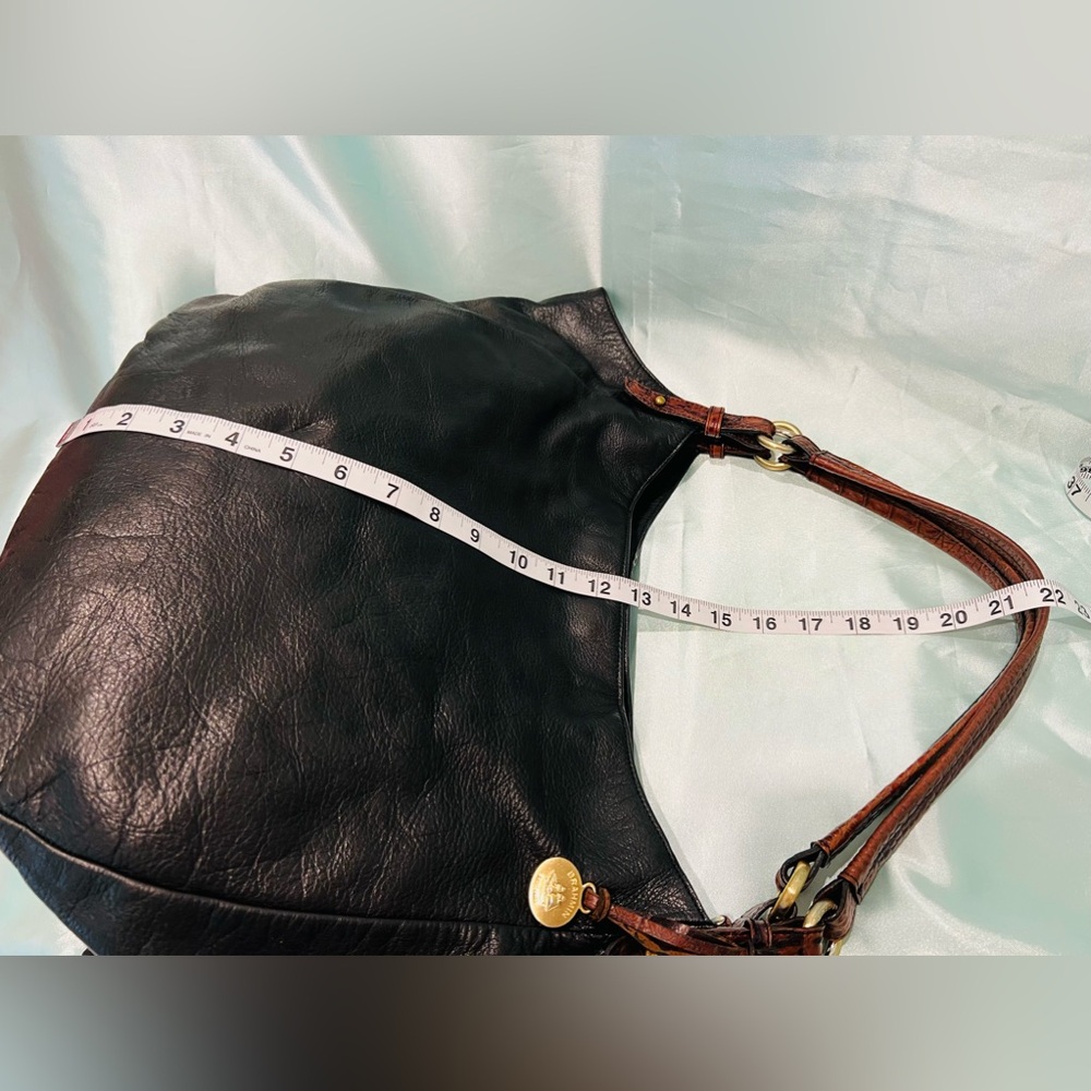 Brahmin - Vintage Croc Black Leather W/Brown straps Large Hobo/Tote Bag - Picture 10 of 16
